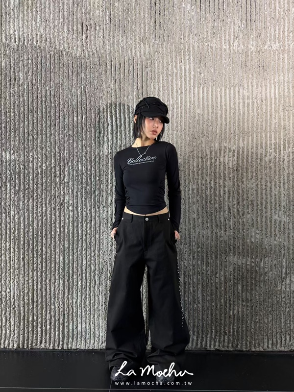 不規則珠珠落地長褲